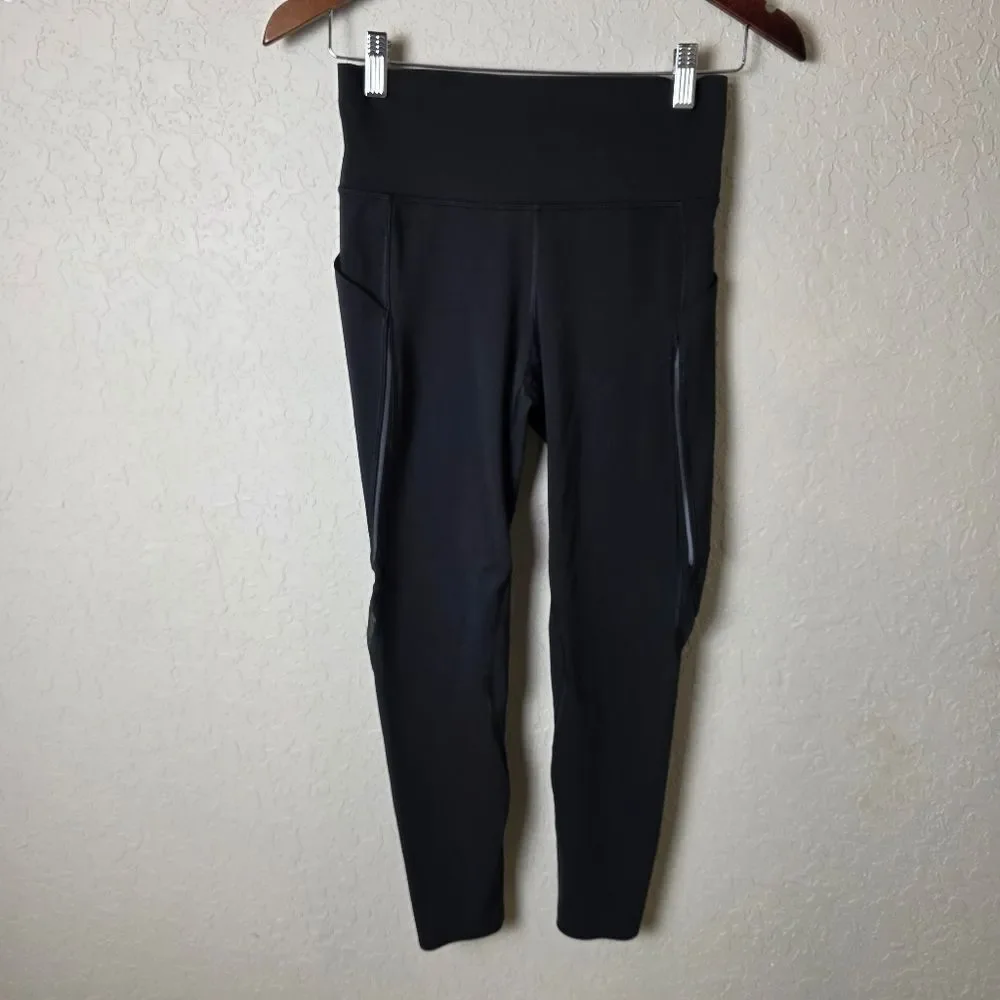 Lululemon Wunder Under High Rise Mesh Leg Panels Black Size 6